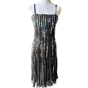 Whimsigoth Fit N Flare Mesh Ribbon Trim Spaghetti Strap Midi Corset Look Dress